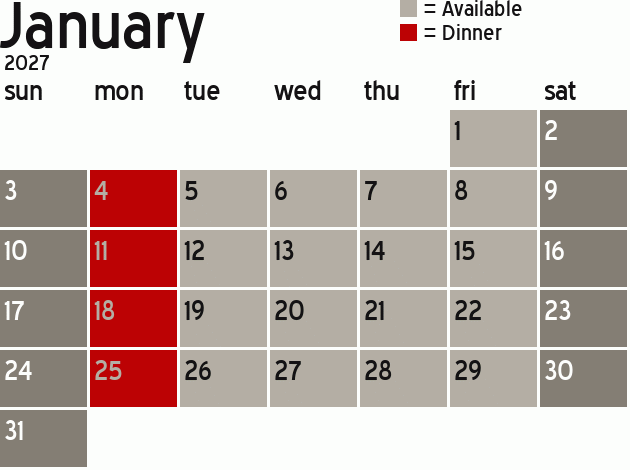 Missionary Dinner Calendar