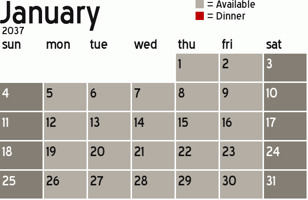 Missionary Dinner Calendar