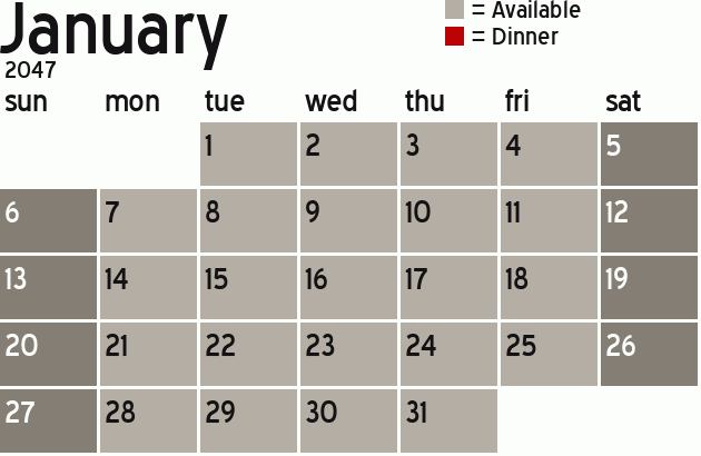 Missionary Dinner Calendar
