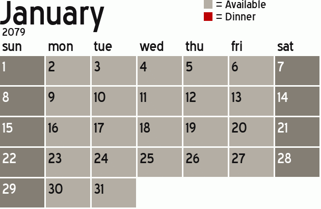 Missionary Dinner Calendar