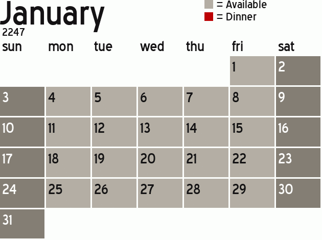 Missionary Dinner Calendar
