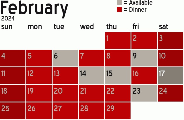 Missionary Dinner Calendar