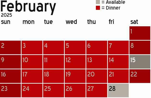 Missionary Dinner Calendar