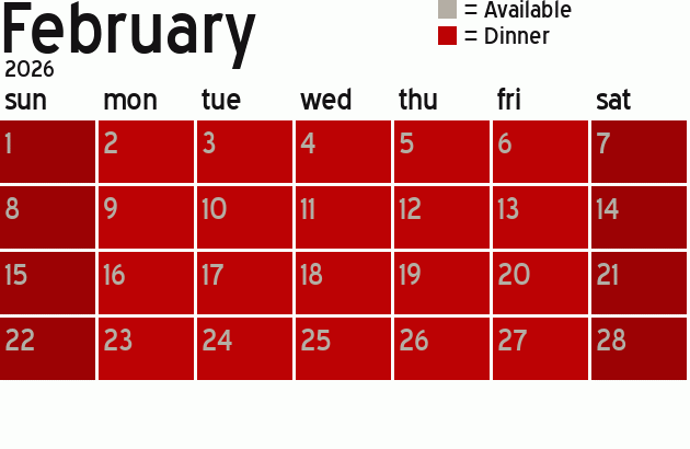 Missionary Dinner Calendar