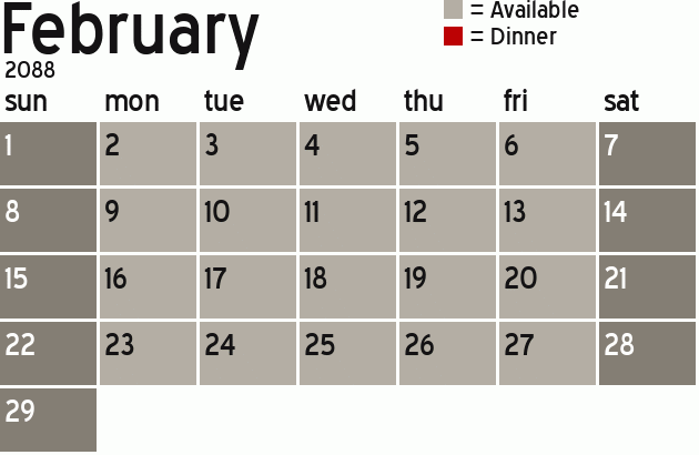 Missionary Dinner Calendar
