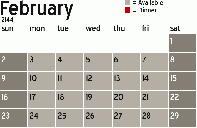 Missionary Dinner Calendar
