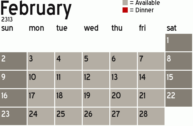 Missionary Dinner Calendar