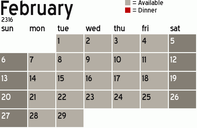 Missionary Dinner Calendar