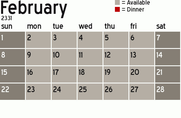 Missionary Dinner Calendar