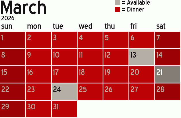 Missionary Dinner Calendar