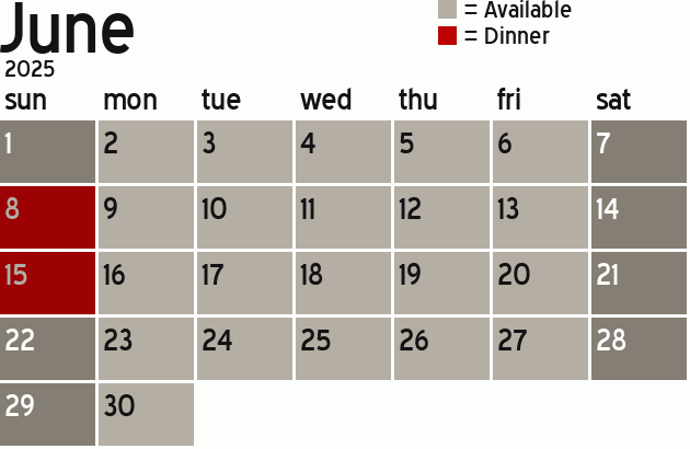 Missionary Dinner Calendar