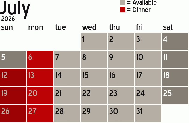 Missionary Dinner Calendar