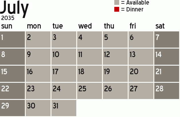 Missionary Dinner Calendar