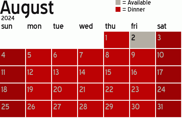 Missionary Dinner Calendar
