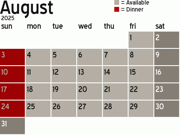 Missionary Dinner Calendar