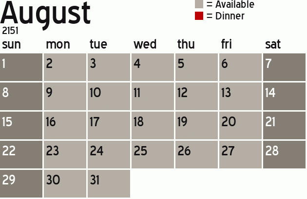 Missionary Dinner Calendar