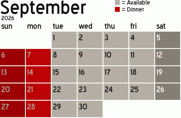 Missionary Dinner Calendar