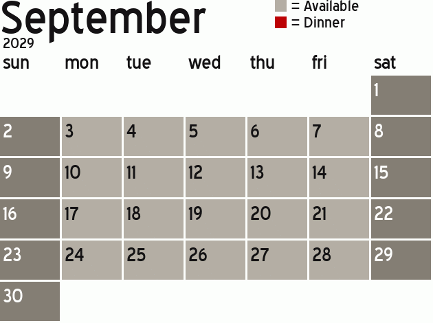 Missionary Dinner Calendar