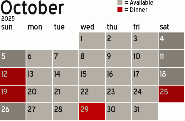 Missionary Dinner Calendar