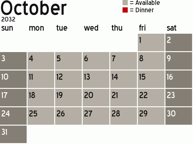 Missionary Dinner Calendar