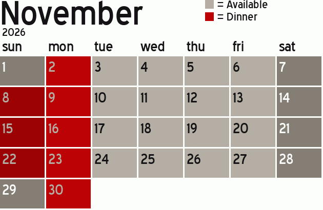 Missionary Dinner Calendar