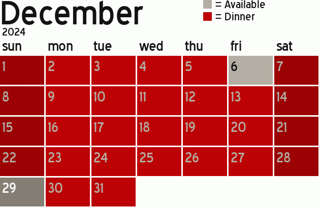 Missionary Dinner Calendar