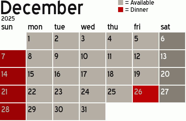 Missionary Dinner Calendar