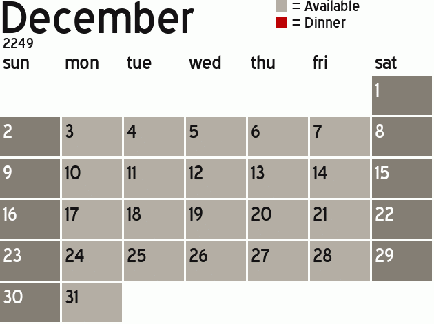 Missionary Dinner Calendar